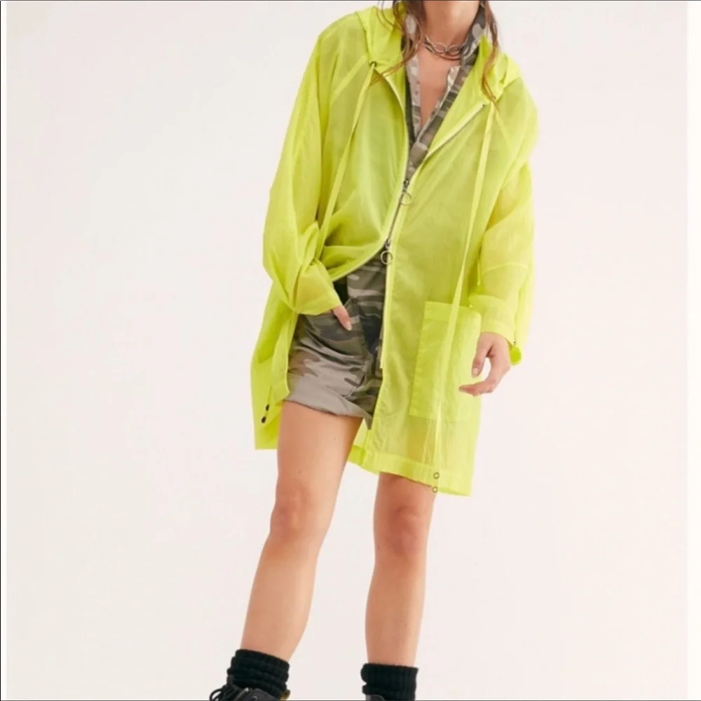 Free People Callie Oversized Neon Poncho Windbreaker - sz M